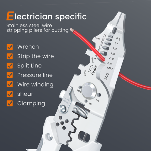 Multi-Function 10-in-1 Wire Stripper and Cutter – Professional Electrical Crimping Tool with Wire Cutting, Stripping & Screw Functions