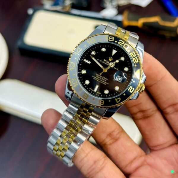 Rolex Style Luxury Watch – Premium Stainless Steel Quartz Wrist Watch with Date Display & Rotating Bezel