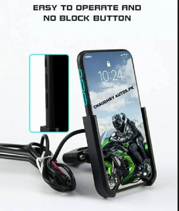 Motorcycle Mobile Holder with Charger – Aluminium Body Universal Bike Phone Mount