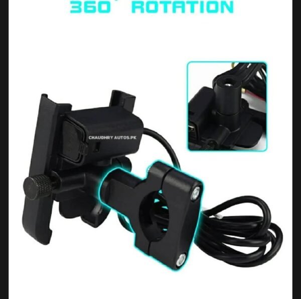 Motorcycle Mobile Holder with Charger – Aluminium Body Universal Bike Phone Mount